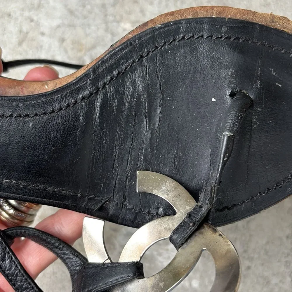 Chanel logo plaque flats